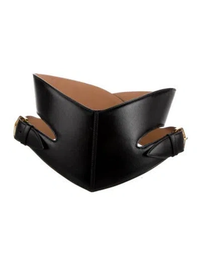 Pre-owned Alaïa Wide Leather Waist Belt In Black
