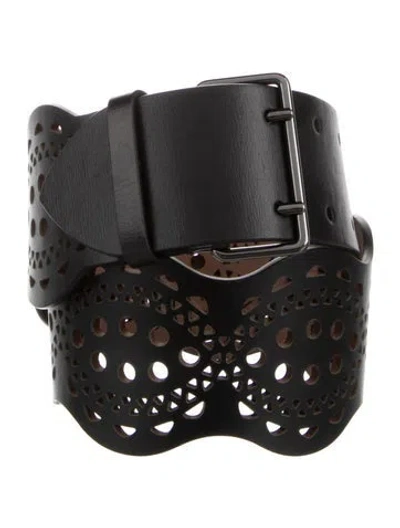 Pre-owned Alaïa Wide Leather Waist Belt In Black