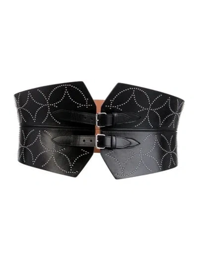 Pre-owned Alaïa Wide Leather Waist Belt In Black
