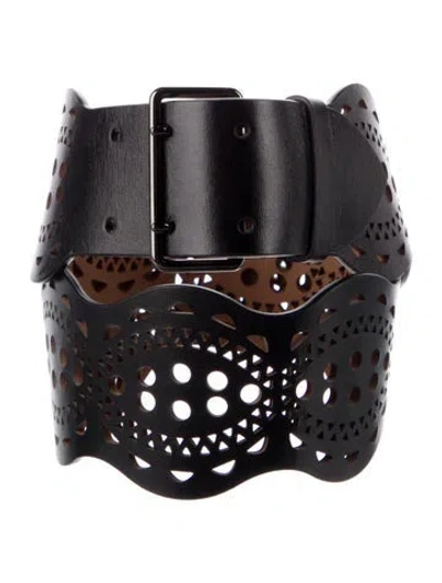 Pre-owned Alaïa Wide Leather Waist Belt In Black