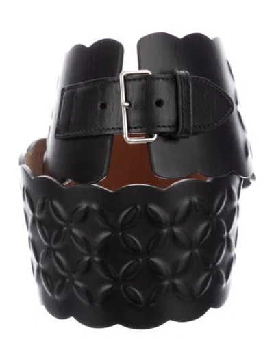 Pre-owned Alaïa Wide Leather Waist Belt In Black