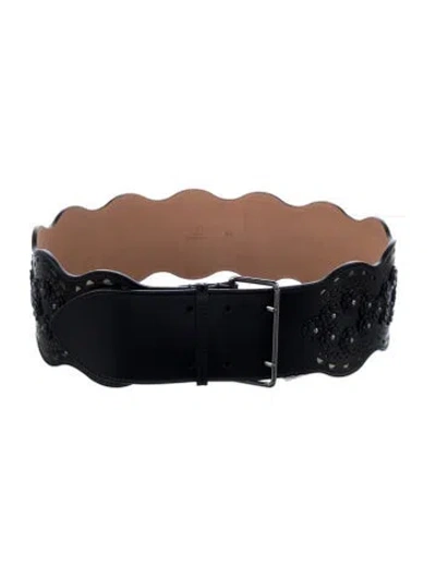 Pre-owned Alaïa Wide Leather Waist Belt In Black