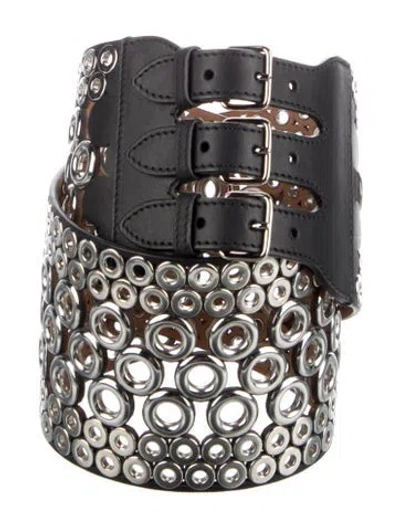 Pre-owned Alaïa Wide Leather Waist Belt In Black