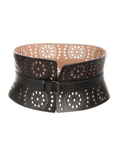 Pre-owned Alaïa Wide Leather Waist Belt In Black