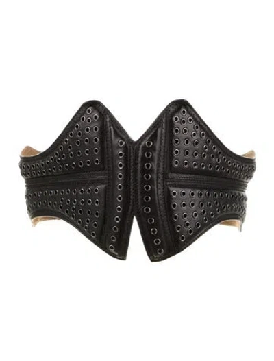 Pre-owned Alaïa Wide Leather Waist Belt In Black