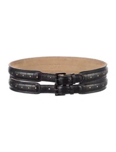 Pre-owned Alaïa Wide Leather Waist Belt In Black