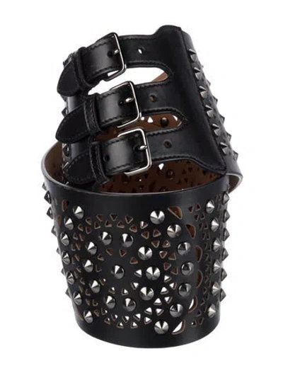 Pre-owned Alaïa Wide Leather Waist Belt In Black