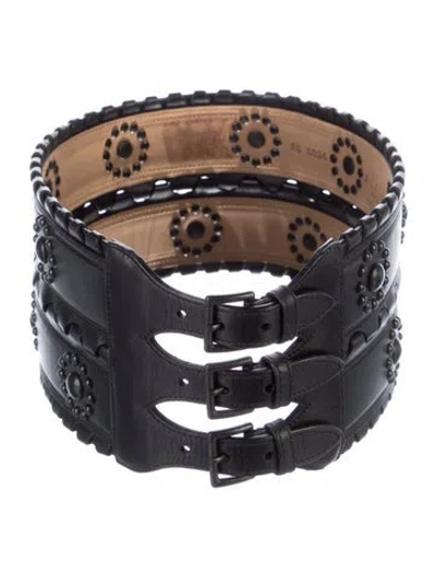 Pre-owned Alaïa Wide Leather Waist Belt In Black