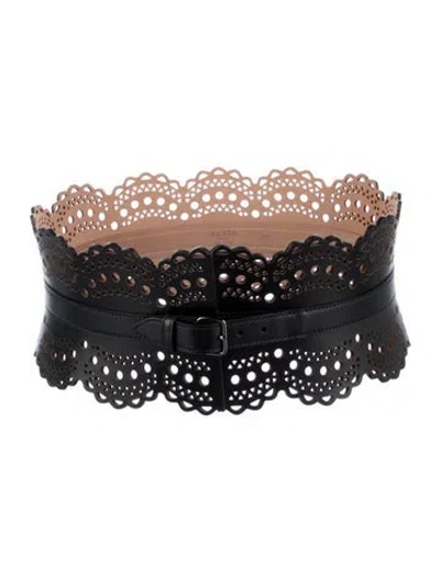 Pre-owned Alaïa Wide Leather Waist Belt In Black