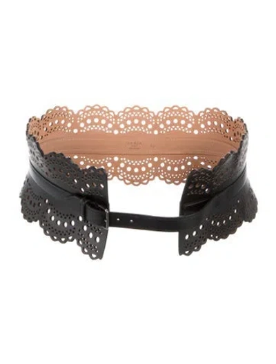 Pre-owned Alaïa Wide Leather Waist Belt In Black