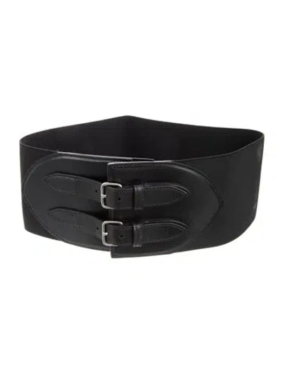 Pre-owned Alaïa Wide Leather Waist Belt In Black