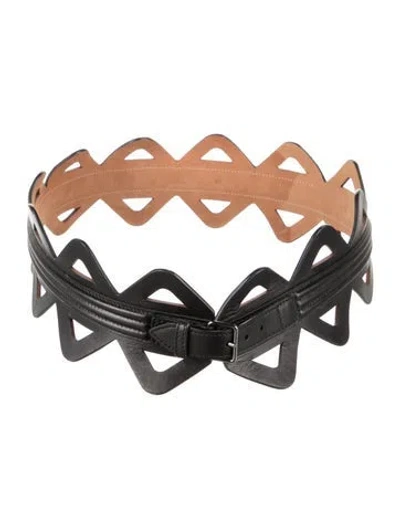 Pre-owned Alaïa Wide Leather Waist Belt In Black