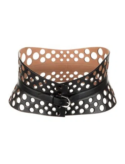Pre-owned Alaïa Wide Leather Waist Belt In Black