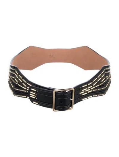 Pre-owned Alaïa Wide Leather Waist Belt In Black