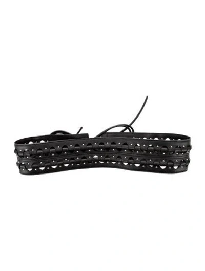 Pre-owned Alaïa Wide Leather Waist Belt In Black