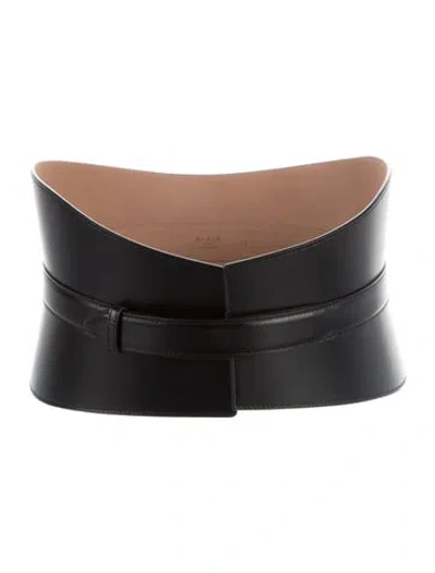 Pre-owned Alaïa Wide Leather Waist Belt In Black