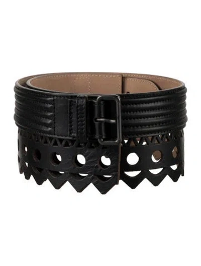 Pre-owned Alaïa Wide Leather Waist Belt In Black
