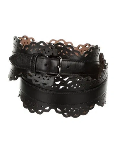 Pre-owned Alaïa Wide Leather Waist Belt In Black