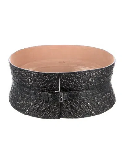 Pre-owned Alaïa Wide Leather Waist Belt In Black