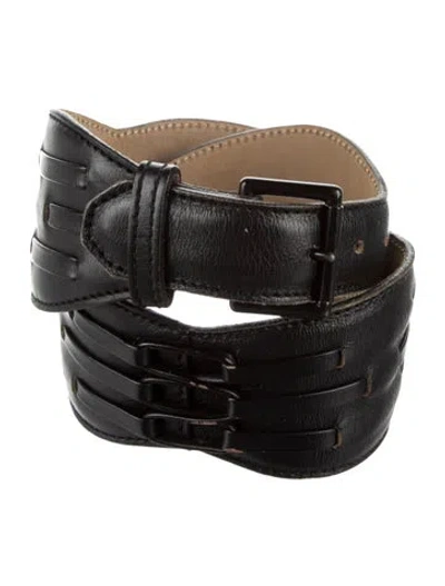 Pre-owned Alaïa Wide Leather Waist Belt In Black