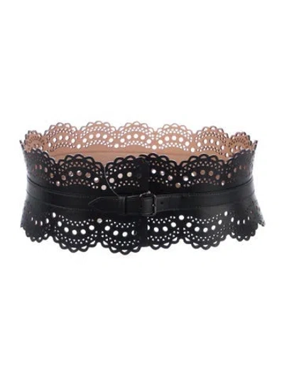 Pre-owned Alaïa Wide Leather Waist Belt In Black
