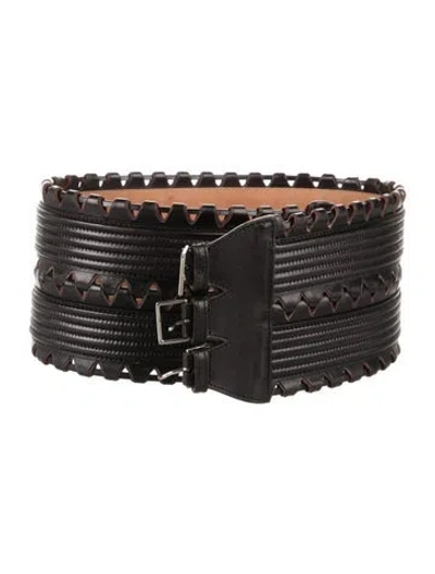 Pre-owned Alaïa Wide Leather Waist Belt In Black