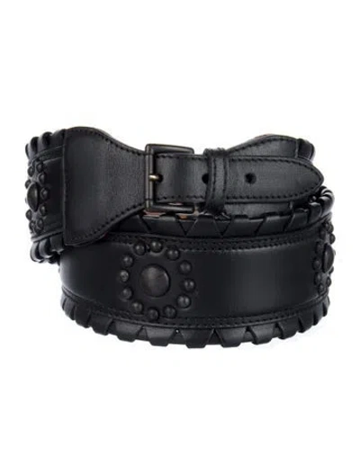 Pre-owned Alaïa Wide Leather Waist Belt In Black