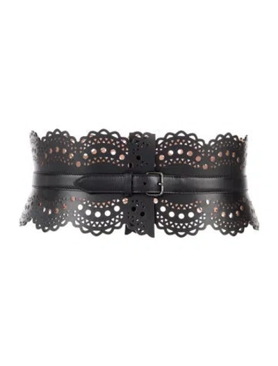 Pre-owned Alaïa Wide Leather Waist Belt In Black
