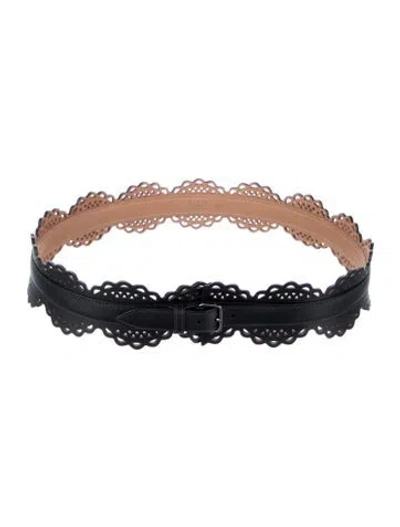 Pre-owned Alaïa Wide Leather Waist Belt In Black