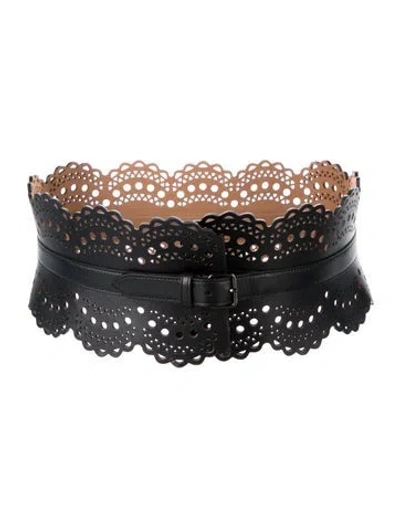 Pre-owned Alaïa Wide Leather Waist Belt In Black