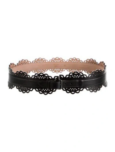 Pre-owned Alaïa Wide Leather Waist Belt In Black