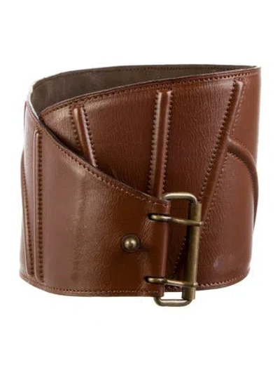 Pre-owned Alaïa Wide Leather Waist Belt In Brown