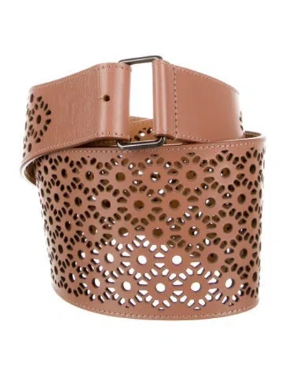 Pre-owned Alaïa Wide Leather Waist Belt In Brown