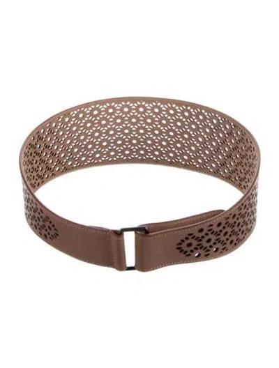 Pre-owned Alaïa Wide Leather Waist Belt In Brown