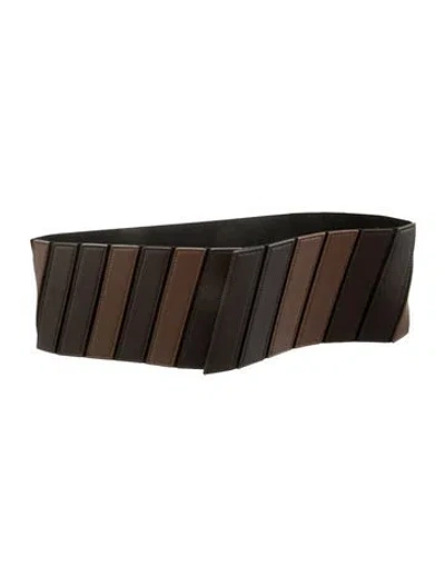 Pre-owned Alaïa Wide Leather Waist Belt In Brown