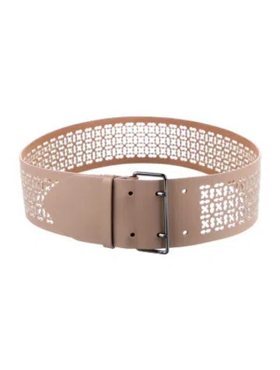 Pre-owned Alaïa Wide Leather Waist Belt In Brown