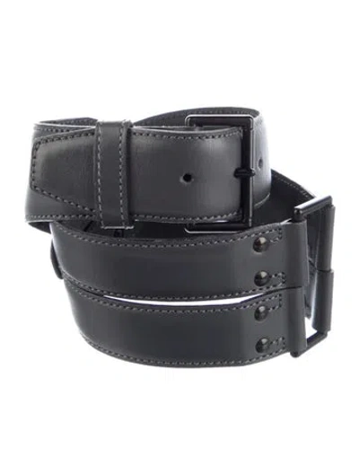 Pre-owned Alaïa Wide Leather Waist Belt In Gray