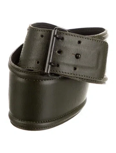 Pre-owned Alaïa Wide Leather Waist Belt In Green