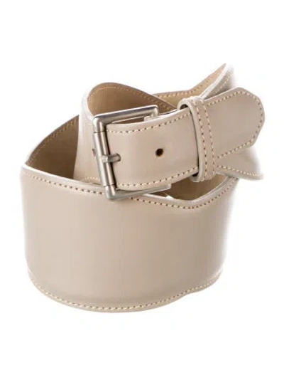 Pre-owned Alaïa Wide Leather Waist Belt In Grey