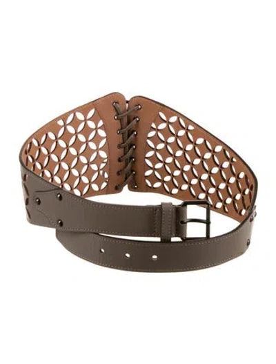 Pre-owned Alaïa Wide Leather Waist Belt In Neutral