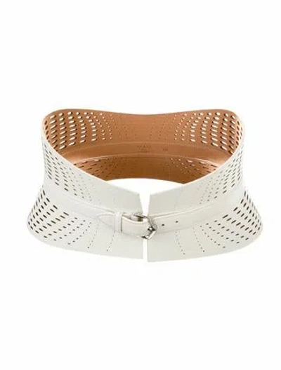 Pre-owned Alaïa Wide Leather Waist Belt In Neutral