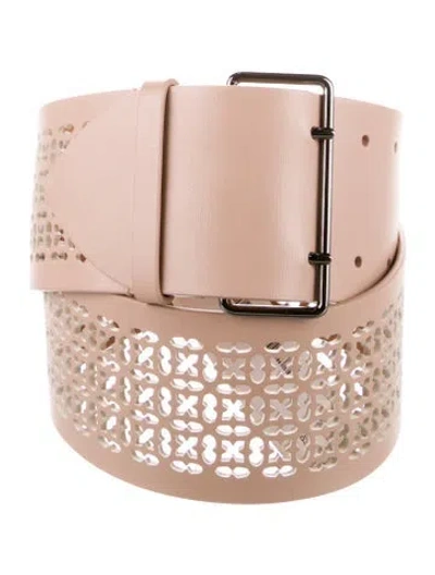 Pre-owned Alaïa Wide Leather Waist Belt In Neutral