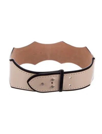 Pre-owned Alaïa Wide Leather Waist Belt In Neutral