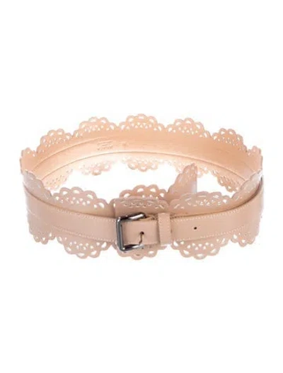 Pre-owned Alaïa Wide Leather Waist Belt In Neutral