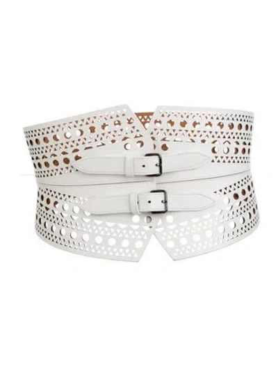 Pre-owned Alaïa Wide Leather Waist Belt In Neutrals