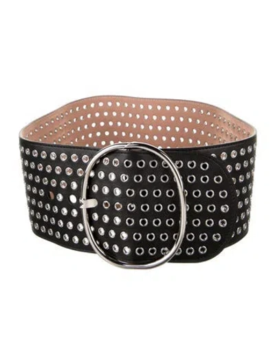 Pre-owned Alaïa Wide Leather Waist Belt W/ Tags In Black