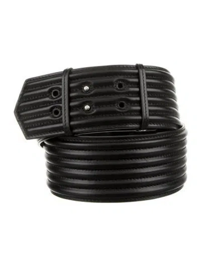 Pre-owned Alaïa Wide Leather Waist Belt W/ Tags In Black