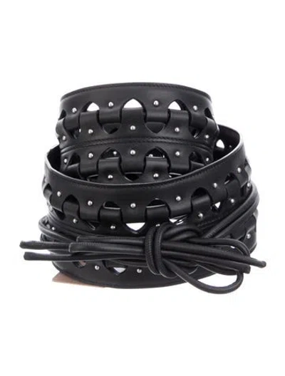 Pre-owned Alaïa Wide Leather Waist Belt W/ Tags In Black