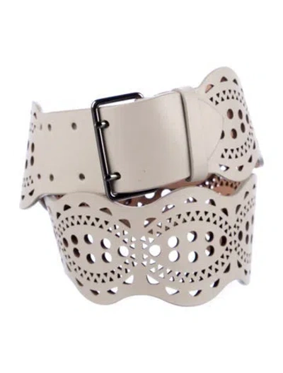 Pre-owned Alaïa Wide Leather Waist Belt W/ Tags In Gray