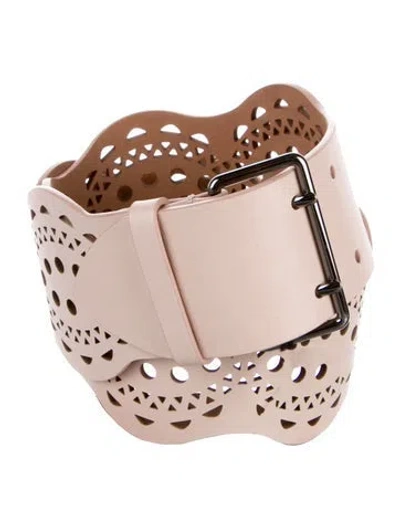 Pre-owned Alaïa Wide Leather Waist Belt W/ Tags In Neutral